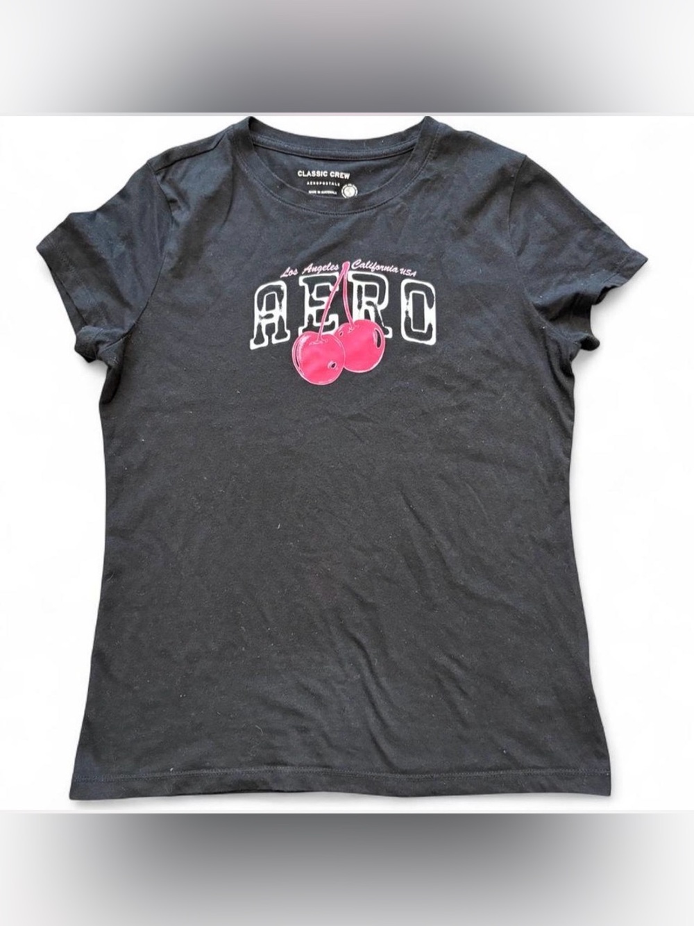 Aeropostale Black Tee with Pink Cherry Logo